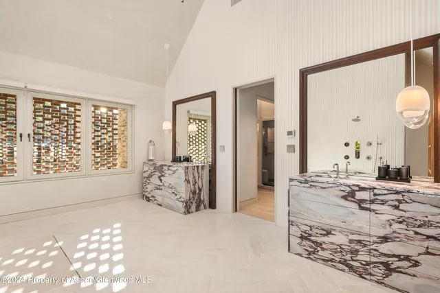 a view of a bench in a garden