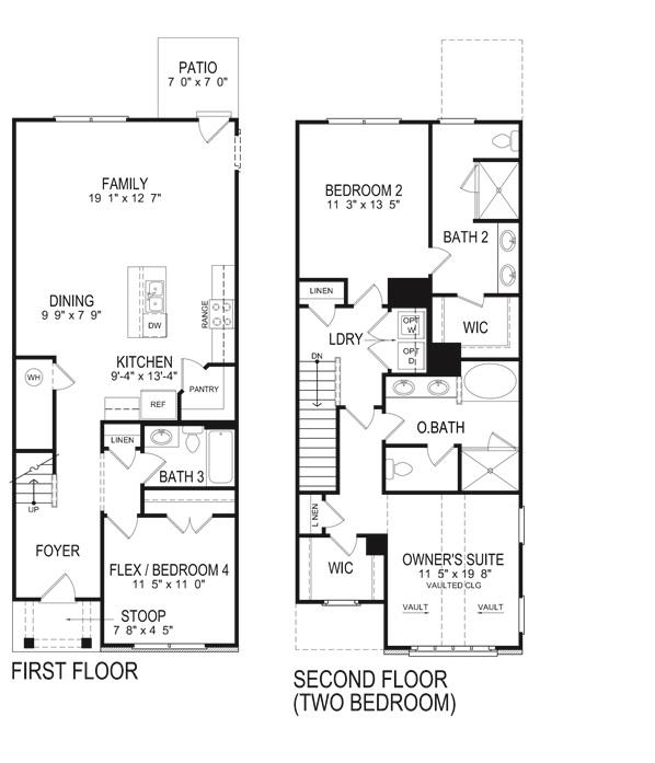 The Medforde Townhome 3 bedroom plan. This photo is a rendering; "Colors and options may vary"