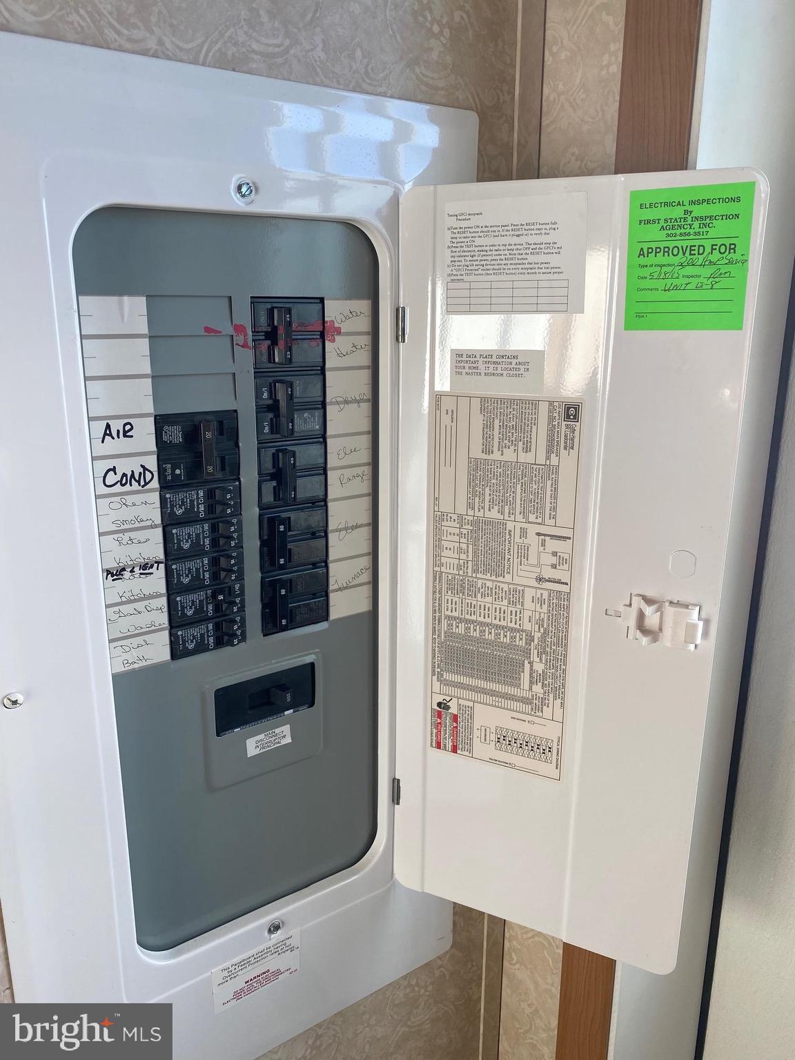 12 Sunnyfield Road, Unit E8 Rehoboth Beach, DE 19971 - Photo 13 of 17 200amp Electric Panel with Inspection Sticker
