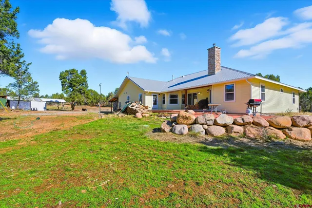 an aerial view of a house