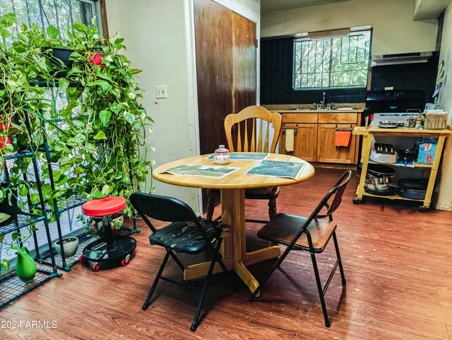 a kitchen with a stove and a microwave