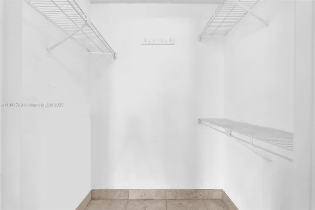 a view of small space with racks on the wall