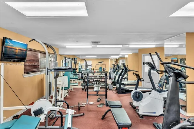 a view of a room with gym equipment