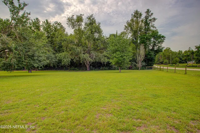 a view of a park with swings