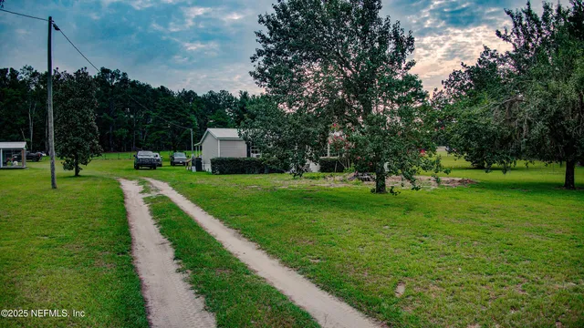 a view of a lake in middle of forest
