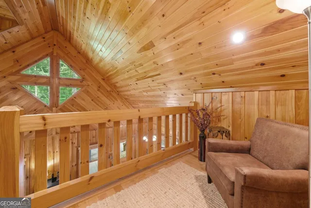 a balcony with furniture