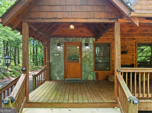 a view of porch with an outdoor seating