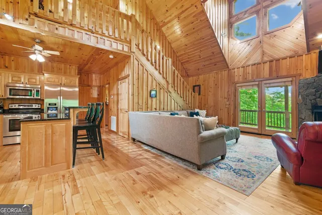 a building outdoor space with patio furniture