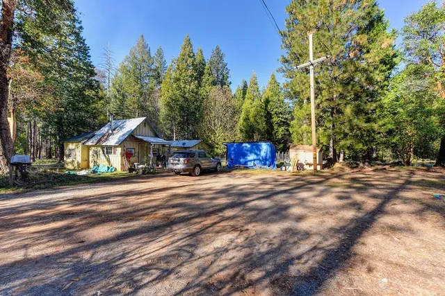 a front view of a house with a garden and trees