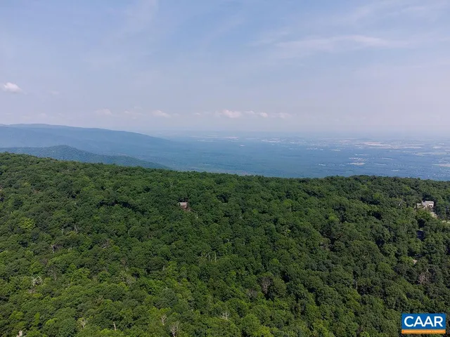 a view of a lush green outdoor space with a lake view