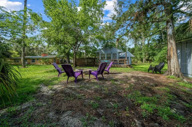 a view of a chairs in backyard of the house