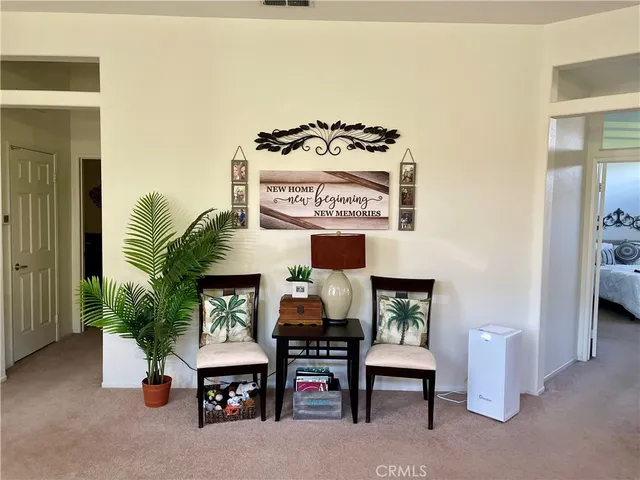 a room with furniture and a potted plant