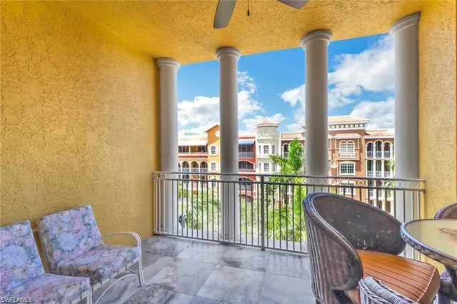 a balcony view with a couch