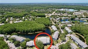 1337 Pine Ridge Circle East, Unit D2 Tarpon Springs, FL 34688 - Photo 17 of 17 an aerial view of residential house with outdoor space and lake view