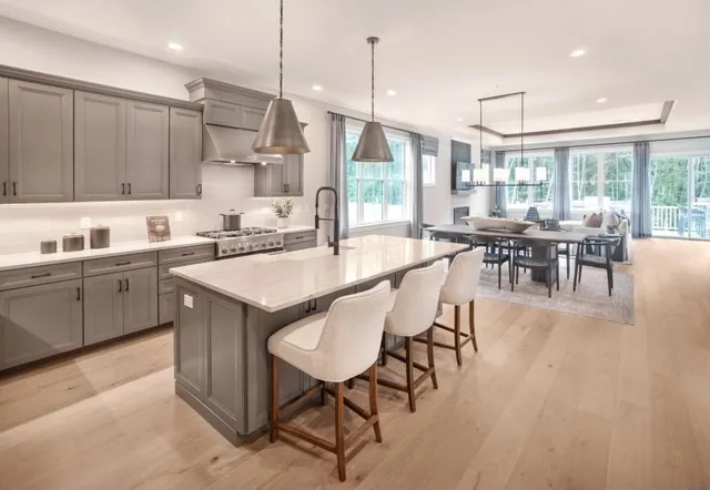 a kitchen with lots of counter top space