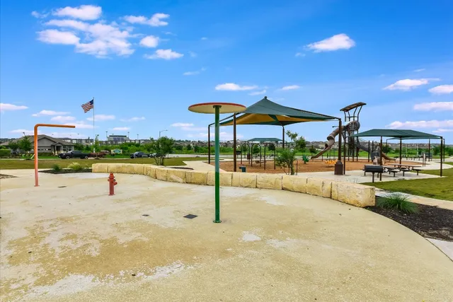 a park view with a patio