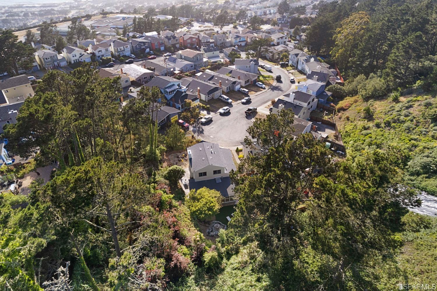 39 Idlewild Court Pacifica, CA 94044 - Photo 69 of 79 an aerial view of residential houses with outdoor space and trees