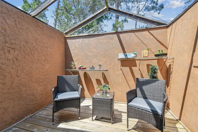 a view of outdoor space with seating area