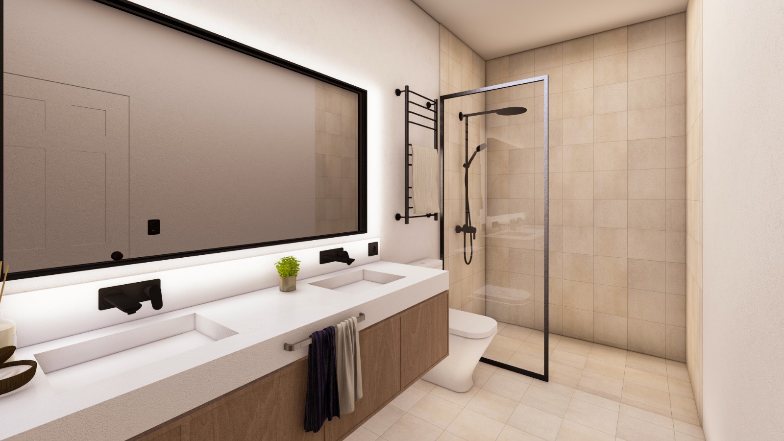 8367 Howton Street Houston, TX 77028 - Photo 10 of 10 a bathroom with a double vanity sink and mirror