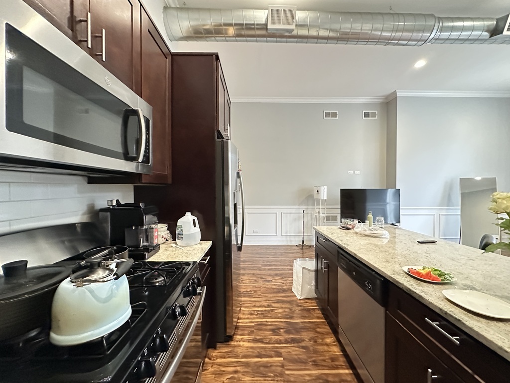 3336 West Irving Park Road, Unit 1 Chicago, IL 60618 - Photo 6 of 20 a kitchen with a stove sink and microwave