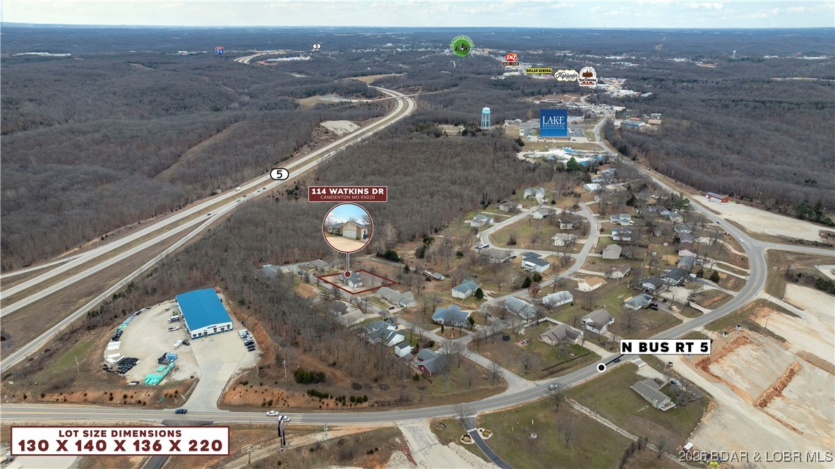 114 Watkins Road Camdenton, MO 65020 - Photo 44 of 45 Aerial Shot Lot Lines Approximate