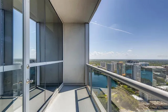 a view of balcony with living area
