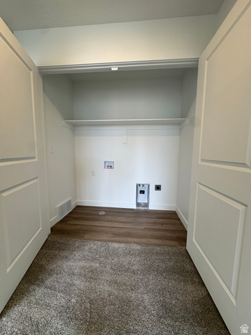 1883 West 1575th North, Unit 236 Layton, UT 84041 - Photo 15 of 22 Laundry room with hookup for an electric dryer, washer hookup, and dark carpet