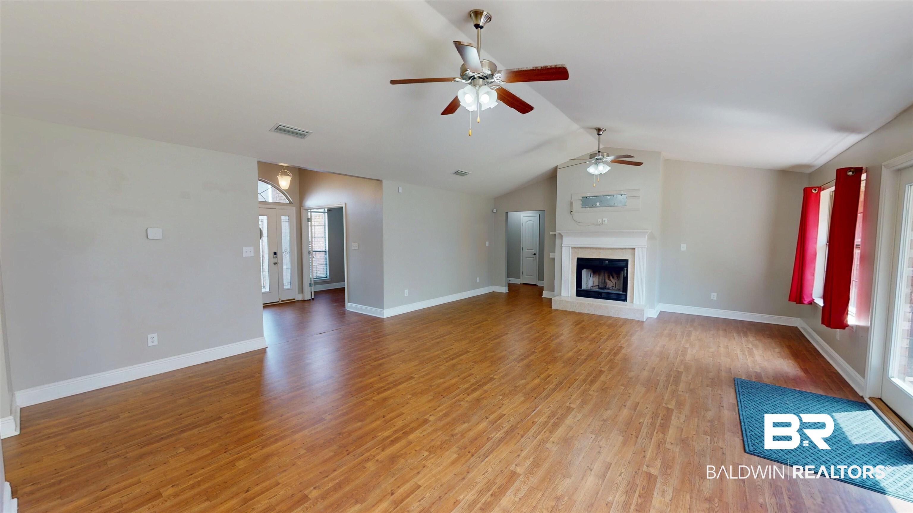 10753 Rigby Drive Mobile, AL 36695 - Photo 6 of 33 Great Room with vaulted ceiling and wood burning fireplace.