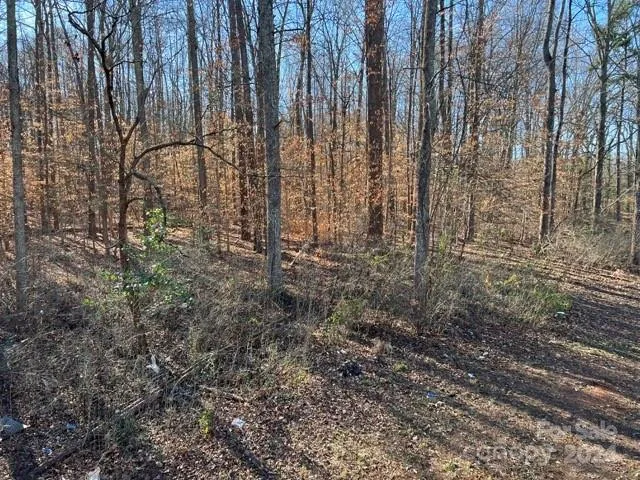 a view of a yard with wooden fence