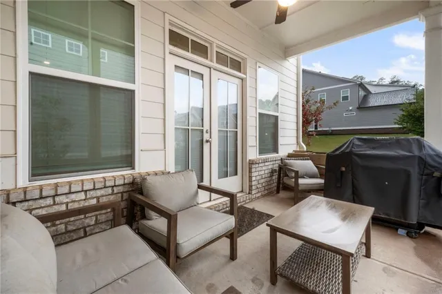 a view of street with sitting area