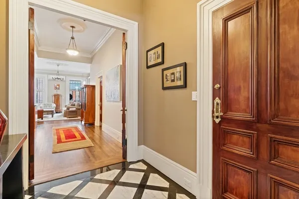 a view of a living room with furniture