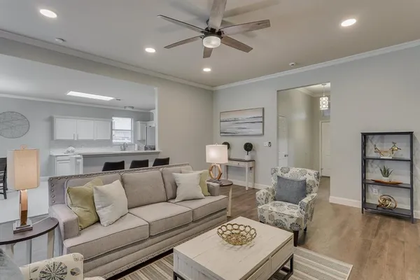 a living room with furniture