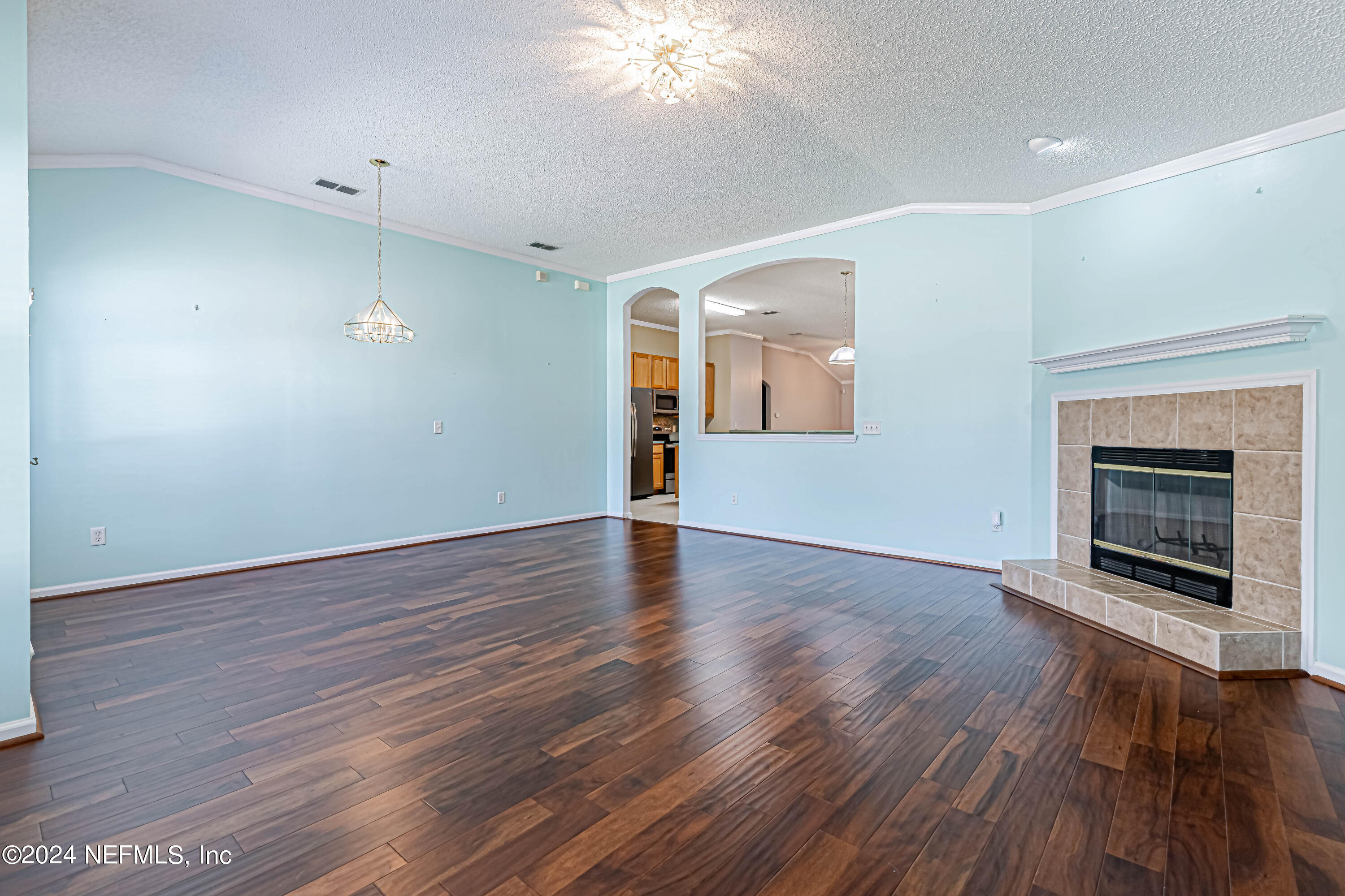 9380 Lockheed Lane Jacksonville, FL 32221 - Photo 2 of 40 an empty room with wooden floor fireplace and windows