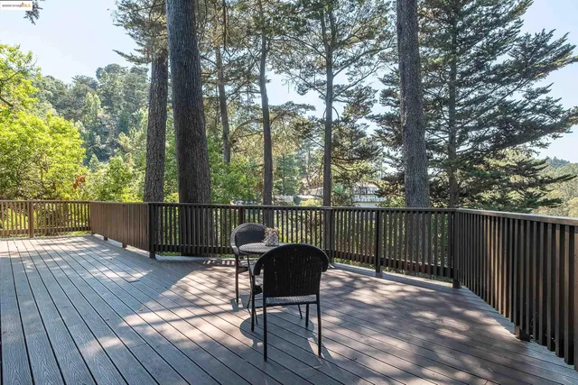 a deck view with a seating space