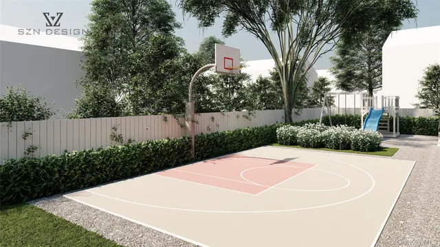 a view of a backyard with tree s