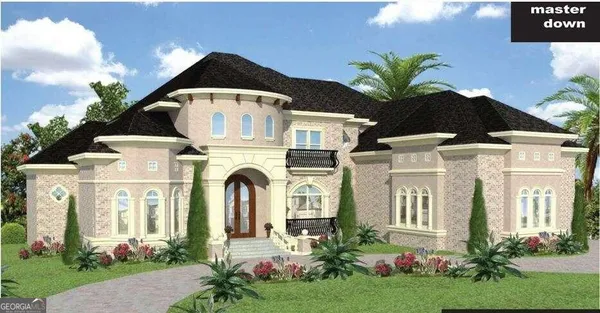 a front view of a house with garden