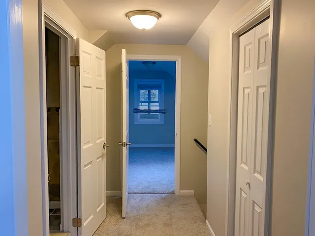 an empty room with windows