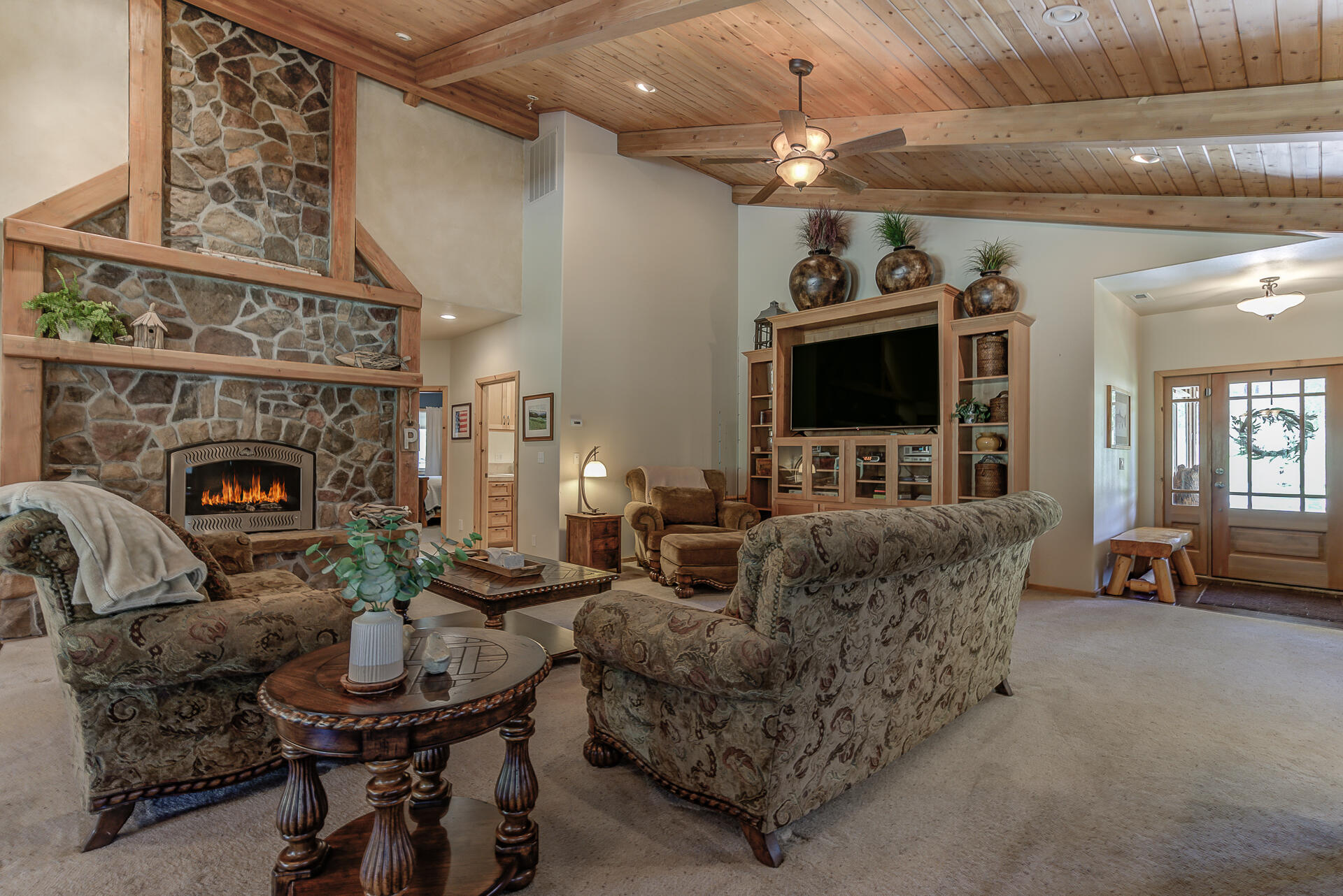 2490 Goose Ranch Road Lewiston, CA 96052 - Photo 5 of 38 a living room with furniture and a fireplace
