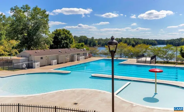 a view of a park with swings