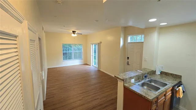 a view of a bathroom from the hallway