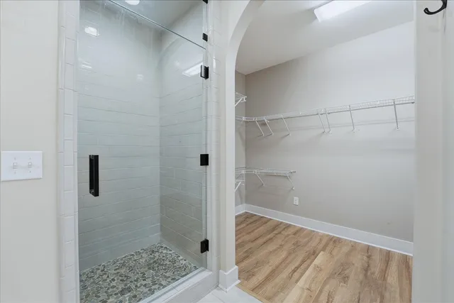 a bathroom with a shower