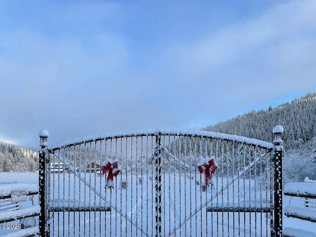 12319 Logsden Road Blodgett, OR 97326 - Photo 65 of 78 Front Entry Gate at Christmas
