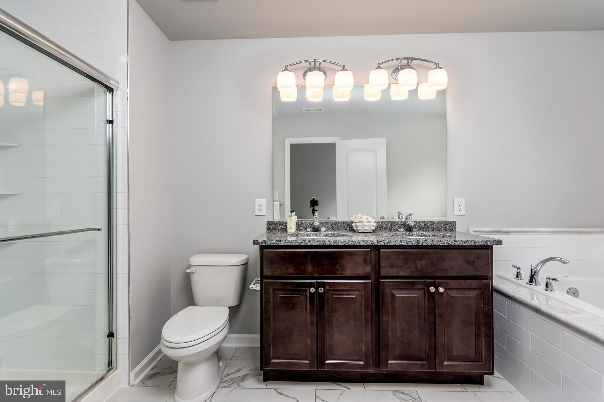 8035 Clark Station Road Severn, MD 21144 - Photo 14 of 24 a bathroom with a toilet a sink and a mirror