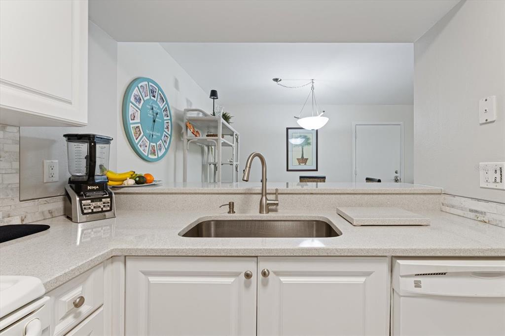 748 White Pine Tree Road, Unit 204 Venice, FL 34285 - Photo 12 of 48 a kitchen with a sink and a clock on the wall