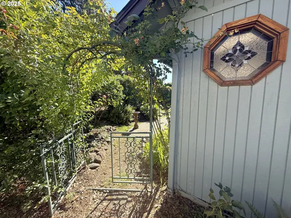 a view of a yard with large tree