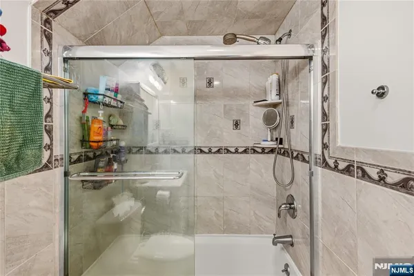 a bathroom with a bathtub