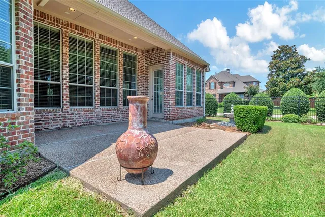 a view of a garden with a tree