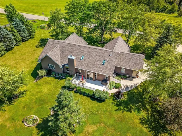 an aerial view of a house