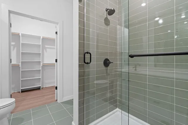 a bathroom with a shower