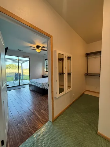 a bathroom with a double vanity sink and a